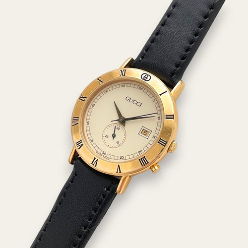 90s Gold-Plated Gucci 3800Jr Quartz Watch - Beige Dial