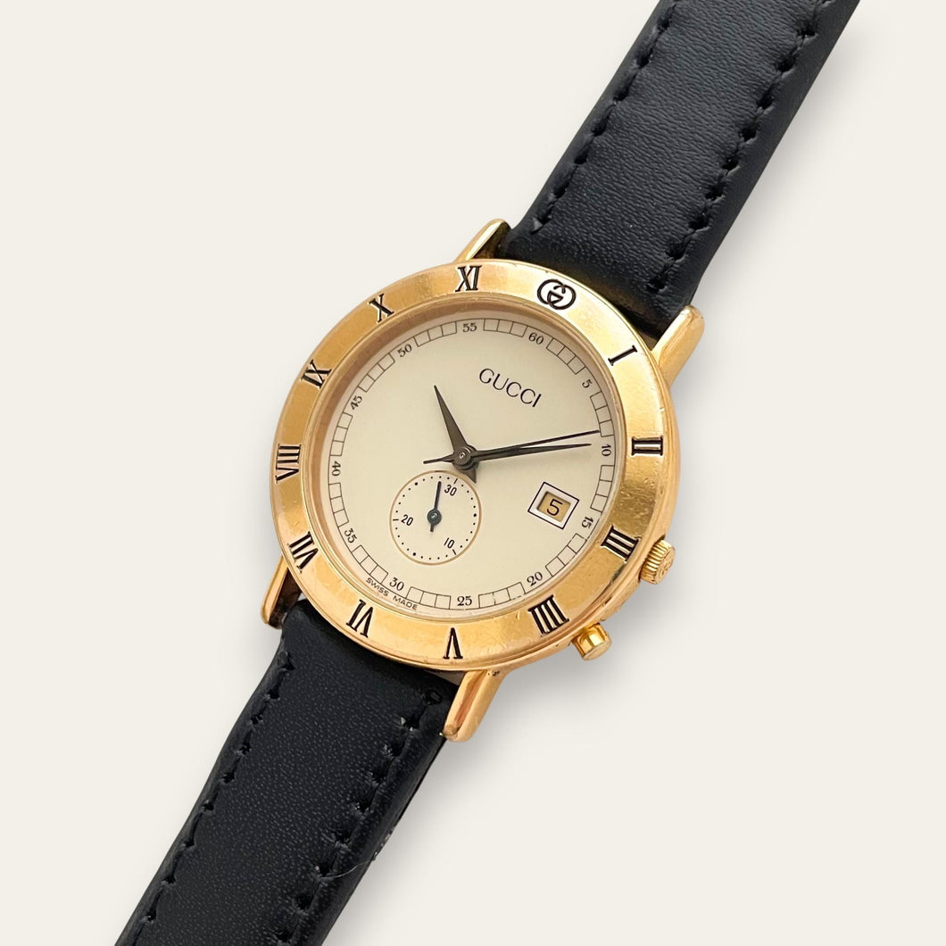 90s Gold-Plated Gucci 3800Jr Quartz Watch - Beige Dial
