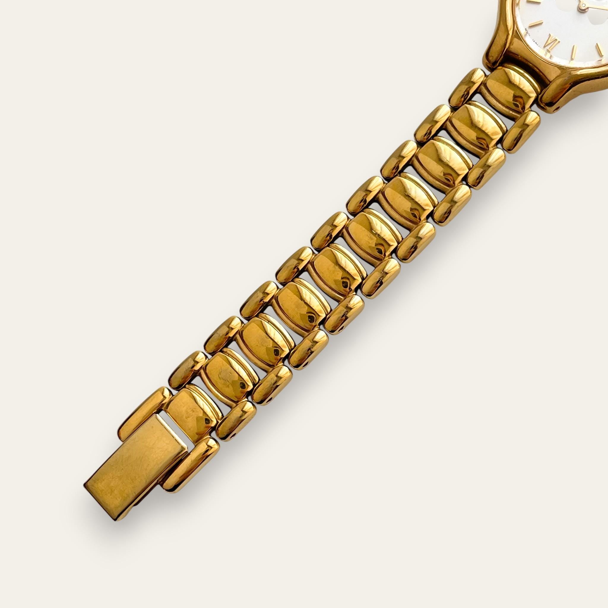 Classic Gold color Round Quartz Watch Vintage Pearl Quartz Watch Unisex Round Gold Tone Black  main image 2