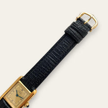 Load image into Gallery viewer, Vintage Ladies&#39; Cartier Tank Vermeil Quartz Watch - Black Leather Strap
