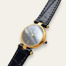 Load image into Gallery viewer, Vintage 1980s Cartier Must Vendome Watch: Gold-Plated Silver, Black Dial

