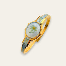 Load image into Gallery viewer, Vintage André Mouche Peek-a-Boo Quartz Watch - Light Blue Floral Design
