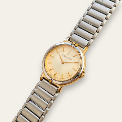 Vintage 90s Yves Saint Laurent Ladies' Quartz Watch - Silver-Tone Bracelet