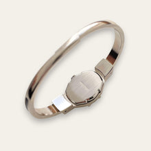 Load image into Gallery viewer, Vintage André Mouche Peek-a-Boo Quartz Watch - Silver-Tone, Black Floral Design
