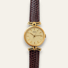Load image into Gallery viewer, Rare 1980s Gold-Plated Ladies' Seiko Watch - Brown Leather Strap
