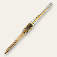 Load image into Gallery viewer, 1990s Two-Tone Ladies' Seiko Quartz Watch - Black Rectangular Dial
