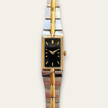 Load image into Gallery viewer, 1990s Two-Tone Ladies' Seiko Quartz Watch - Black Rectangular Dial
