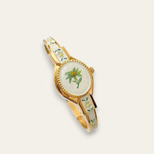 Load image into Gallery viewer, Vintage André Mouche Peek-a-Boo Quartz Watch - Beige Floral Design
