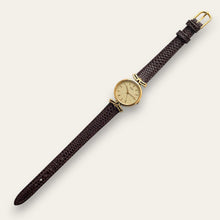 Load image into Gallery viewer, Rare 1980s Gold-Plated Ladies' Seiko Watch - Brown Leather Strap
