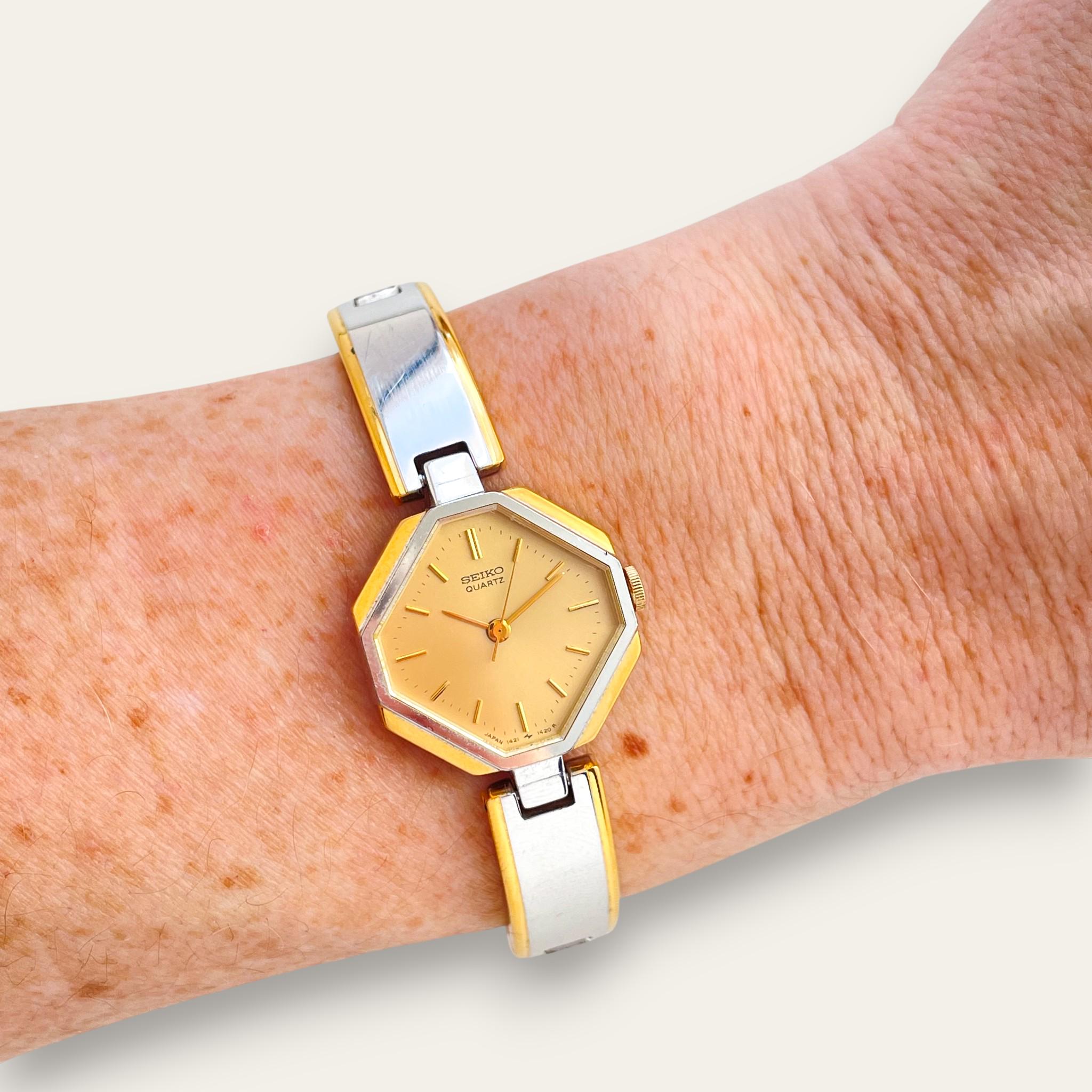 Vintage 1990s Two-Tone Ladies' Seiko Quartz Watch With Octagon
