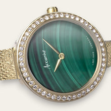 Load image into Gallery viewer, Ladies' Gold-Tone Accurist Quartz Watch - Green Malachite Dial
