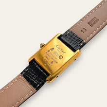 Load image into Gallery viewer, Vintage Cartier Must de Tank Vermeil Mechanical Watch - Black Dial
