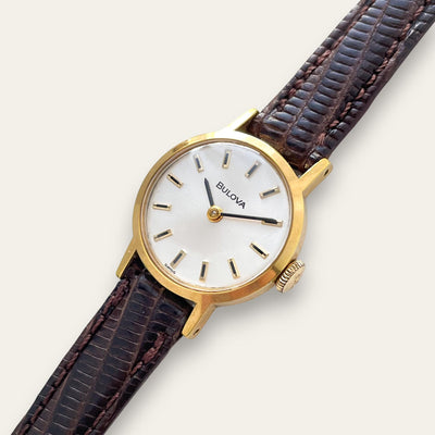 Vintage Ladies' 1973 Gold-Plated Bulova Mechanical Watch - Silver Dial