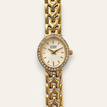 Load image into Gallery viewer, Gold-Plated Ladies' Citizen Oval Quartz Watch - Crystal-Set

