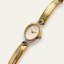 Load image into Gallery viewer, Seiko Quartz Watch – Two-Tone Articulated Bangle with Crystal Bezel, 1990s
