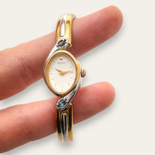 Load image into Gallery viewer, Seiko Quartz Watch – Two-Tone Articulated Bangle with Crystal Bezel, 1990s
