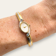 Load image into Gallery viewer, Seiko Quartz Watch – Two-Tone Articulated Bangle with Crystal Bezel, 1990s
