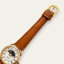 Load image into Gallery viewer, Vintage Imado Sun &amp; Moon Quartz Watch - Brown Leather Strap
