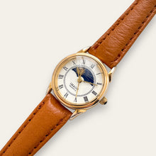 Load image into Gallery viewer, Vintage Imado Sun &amp; Moon Quartz Watch - Brown Leather Strap
