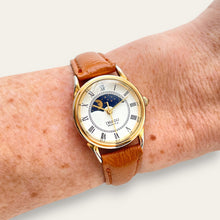 Load image into Gallery viewer, Vintage Imado Sun &amp; Moon Quartz Watch - Brown Leather Strap
