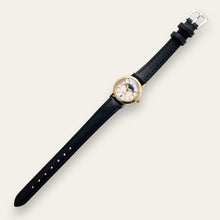 Load image into Gallery viewer, Vintage Accurist Moon Phase Quartz Watch - Black Leather Strap
