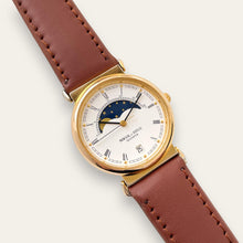 Load image into Gallery viewer, Vintage Solvil &amp; Titus Moon Phase Quartz Watch - Brown Leather Strap
