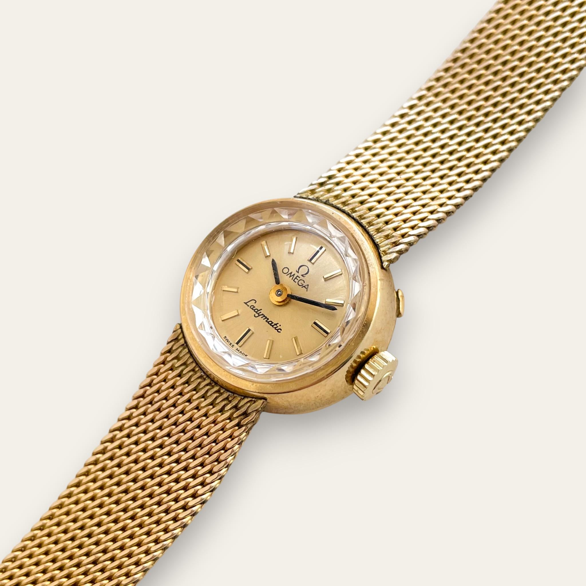 Vintage Omega Ladymatic Mechanical Gold Filled Mesh Watch