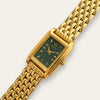 Vintage Seiko Gold Plated Ladies Watch with Green Rectangular Dial 1980s
