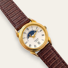 Load image into Gallery viewer, Vintage Constant Sun &amp; Moon Quartz Watch - Black Leather Strap
