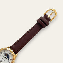 Load image into Gallery viewer, Vintage Equinox Sun &amp; Moon Quartz Watch - Brown Leather Strap
