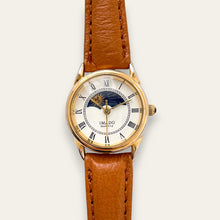 Load image into Gallery viewer, Vintage Imado Sun &amp; Moon Quartz Watch - Brown Leather Strap
