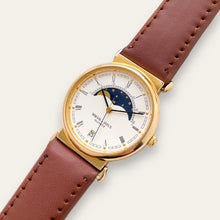 Load image into Gallery viewer, Vintage Solvil &amp; Titus Moon Phase Quartz Watch - Brown Leather Strap
