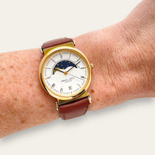 Load image into Gallery viewer, Vintage Solvil &amp; Titus Moon Phase Quartz Watch - Brown Leather Strap
