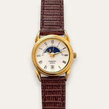 Load image into Gallery viewer, Vintage Constant Sun &amp; Moon Quartz Watch - Black Leather Strap
