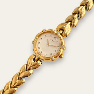 Rare 90s Gold-Plated Seiko Tissé Quartz Watch with Diamonds