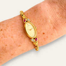 Load image into Gallery viewer, Vintage Seiko Gold Plated Jewellery Quartz Watch - Diamonds &amp; Rubies
