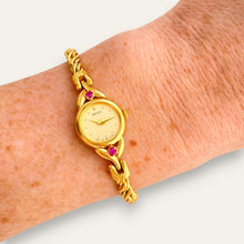 Load image into Gallery viewer, Vintage Seiko Gold Plated Quartz Watch - Rubies, Twisted Chain Bracelet
