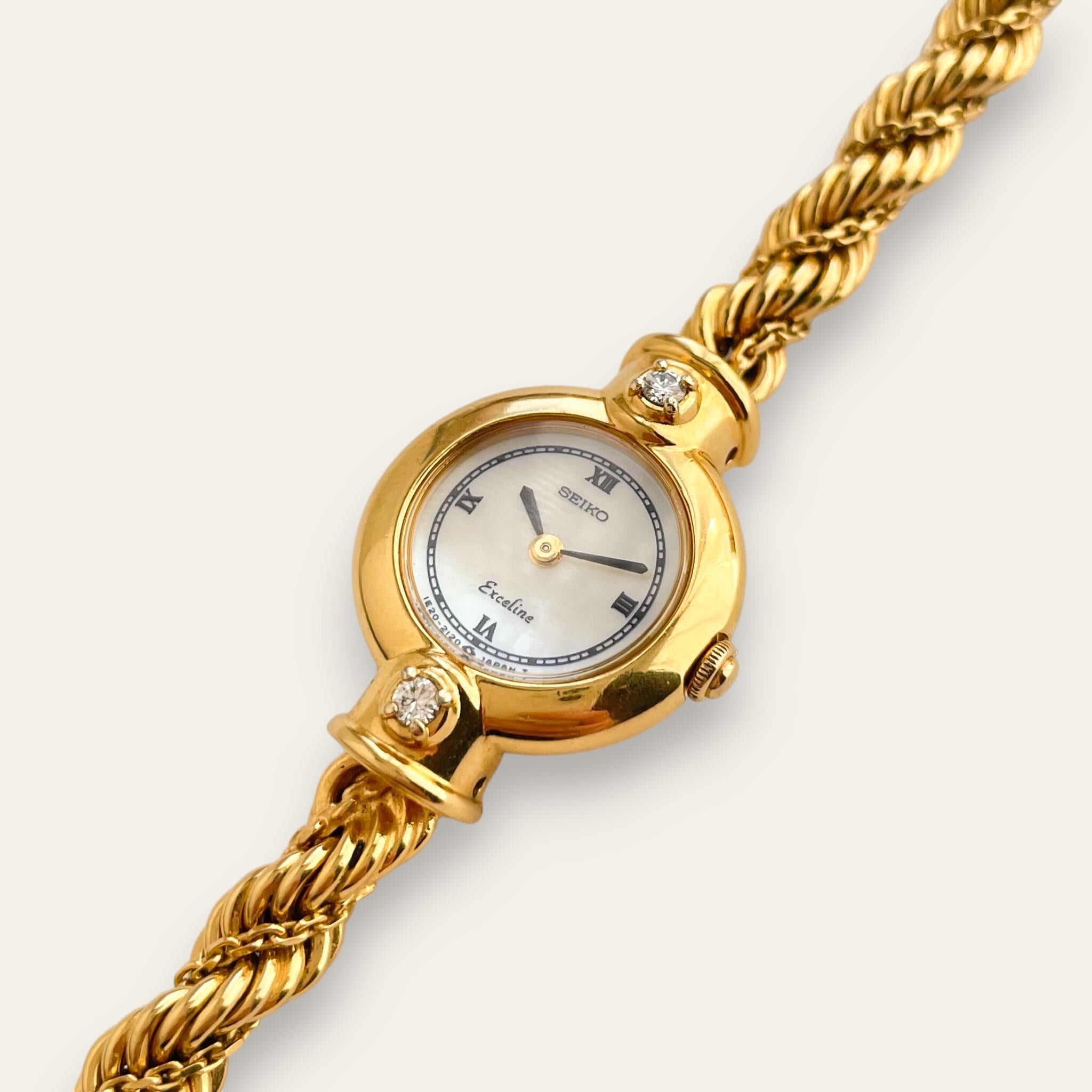 SEIKO Exceline ブレスレットウォッチ ゴールド 1P ダイアモンド SEIKO - SEIKO Exceline ブレスレットウォッチ ゴールド 1P