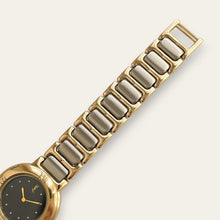 Load image into Gallery viewer, Vintage 1990s Yves Saint Laurent Quartz Watch - Two-Tone Bracelet, Black Dial
