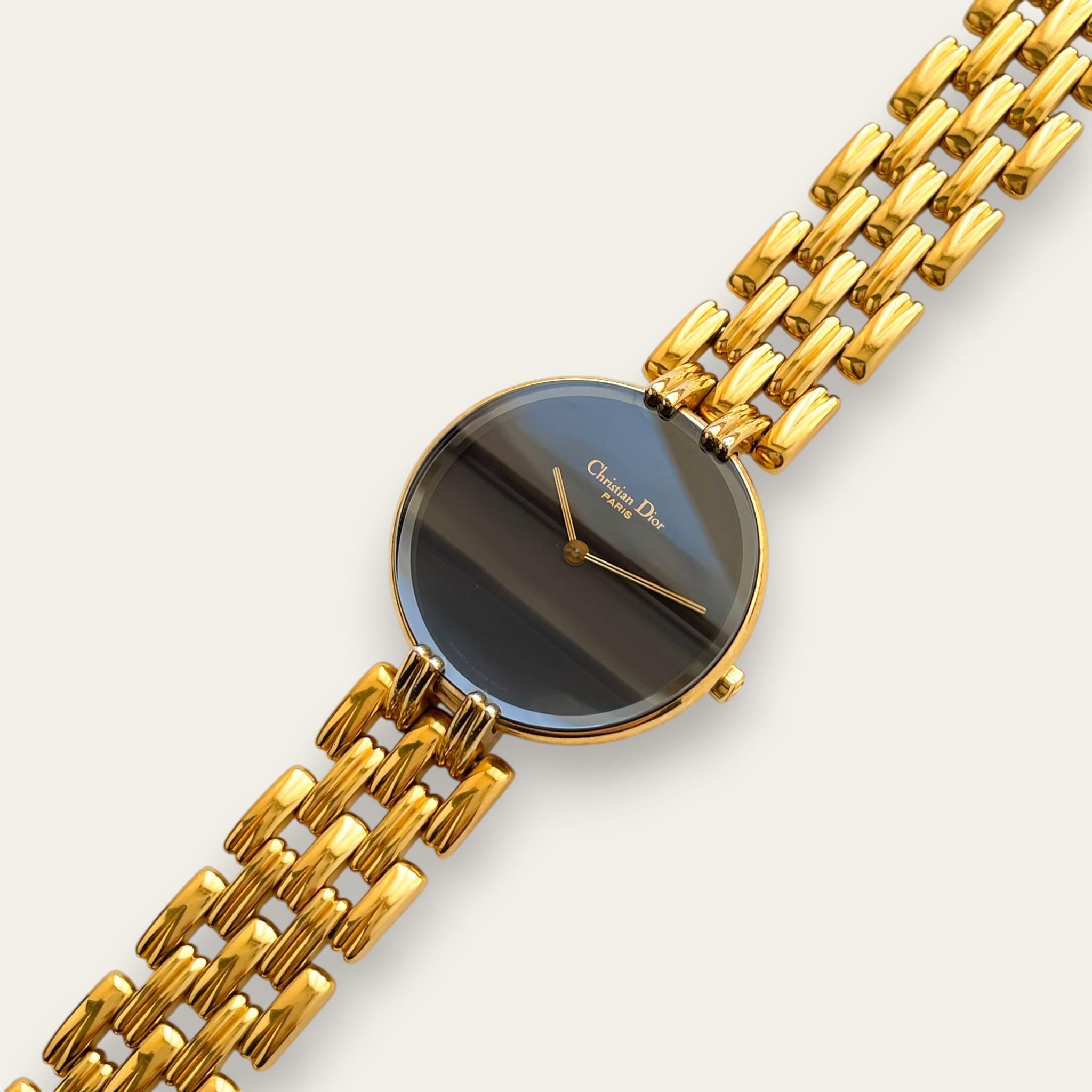 Vintage Christian Dior Bagheera - 1990s Black Dial Gold-Tone Watch