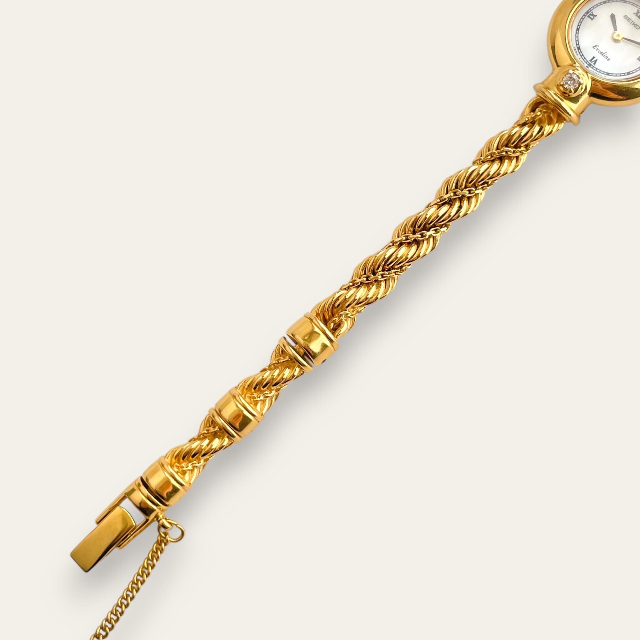 Vintage Seiko Exceline Ladies Gold Plated Watch - Diamond Accents