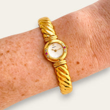 Load image into Gallery viewer, Vintage Seiko Gold Plated Watch - Mother of Pearl Dial, Diamonds &amp; Rubies
