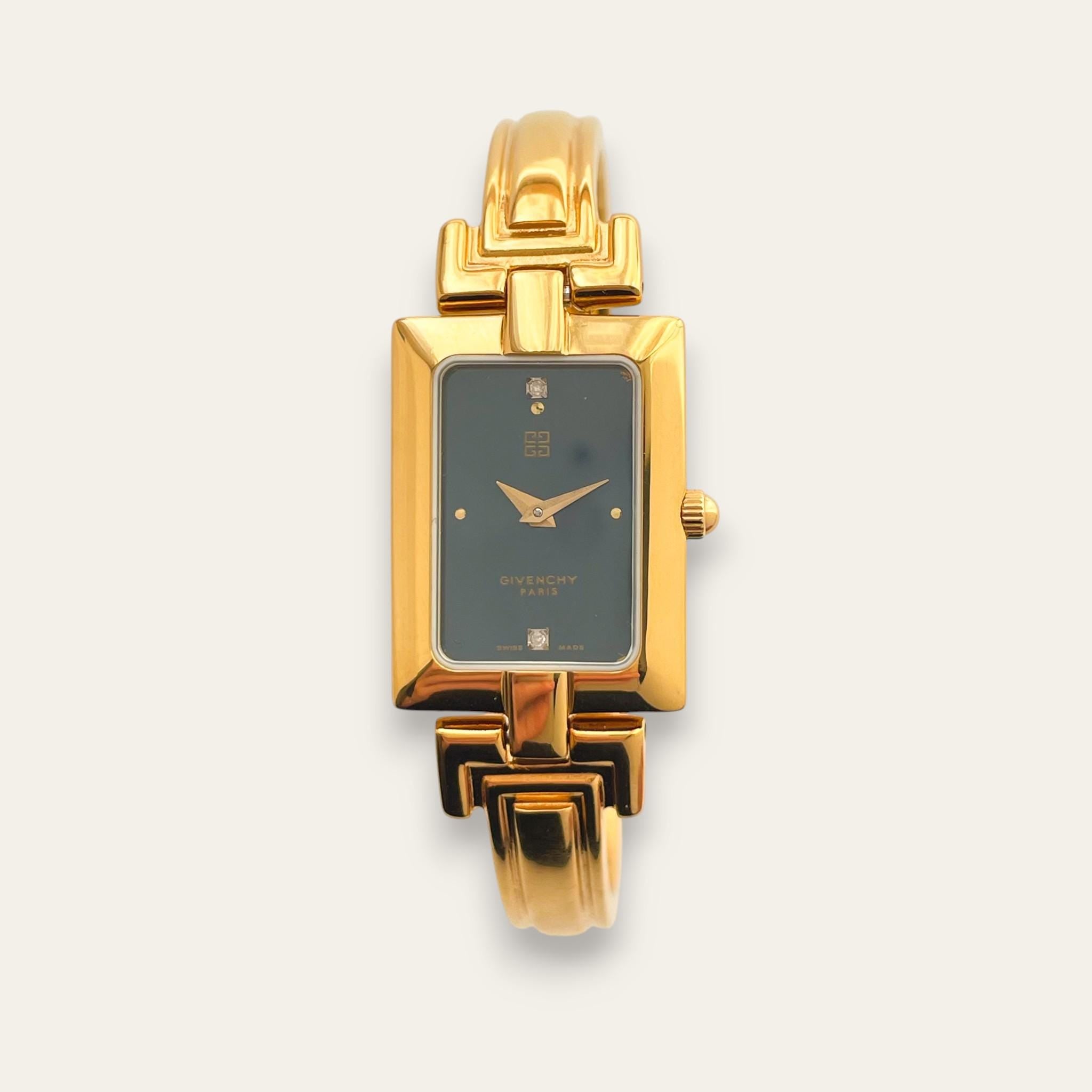 Vintage 1990s Gold-Plated Ladies' Givenchy Bangle Watch - Quartz
