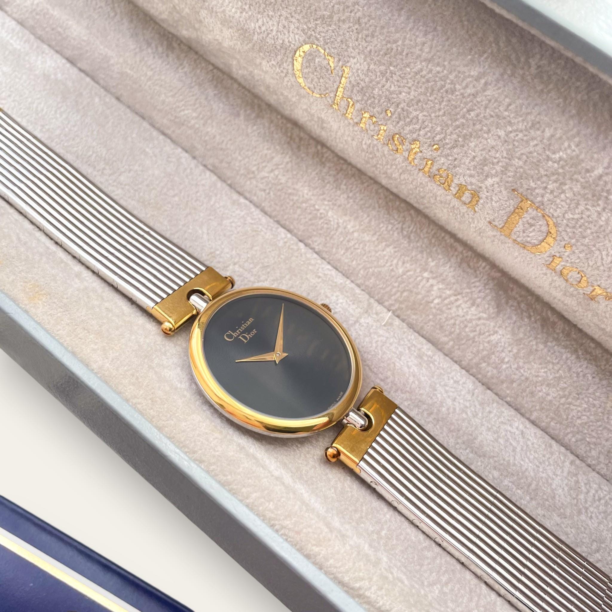 Vintage Christian Dior 3026 — 1990s Black Dial Two-Tone Watch