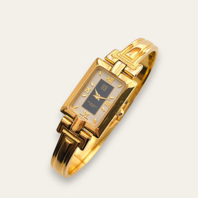 Vintage 1990s Gold-Plated Ladies' Givenchy Bangle Watch - Quartz, Blue Dial