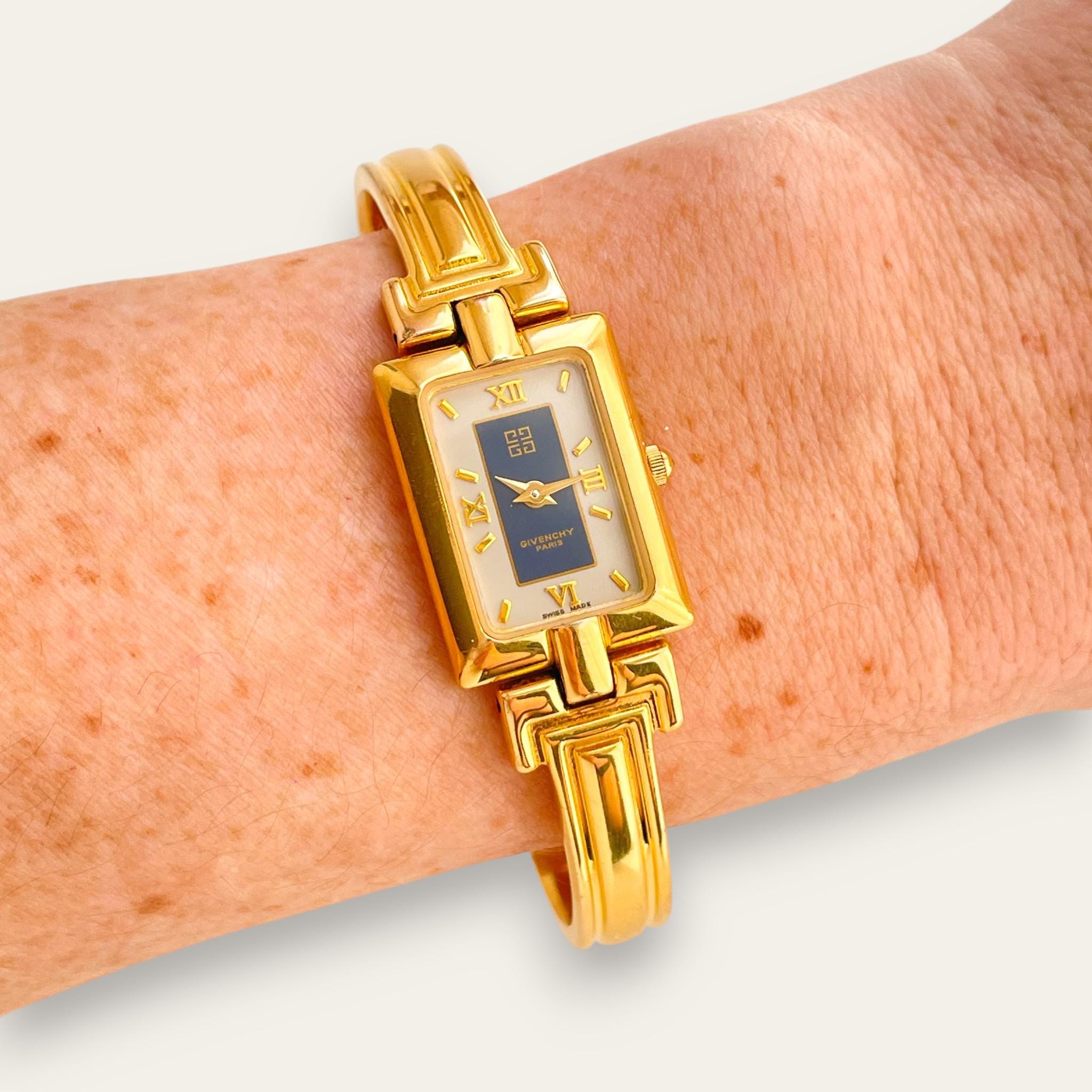 Vintage 1990s Gold-Plated Ladies' Givenchy Bangle Watch - Quartz