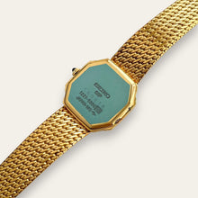 Load image into Gallery viewer, Vintage Seiko Exceline Gold-Plated Diamond Dress Watch | 1980s Mesh Bracelet, Quartz
