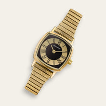 Load image into Gallery viewer, Sekonda Ladies Cushion Case Gold &amp; Black Dial 70s Vintage-Style Quartz Watch
