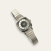 Load image into Gallery viewer, Sekonda Ladies Cushion Case Silver &amp; Black Dial 70s Vintage-Style Quartz Watch
