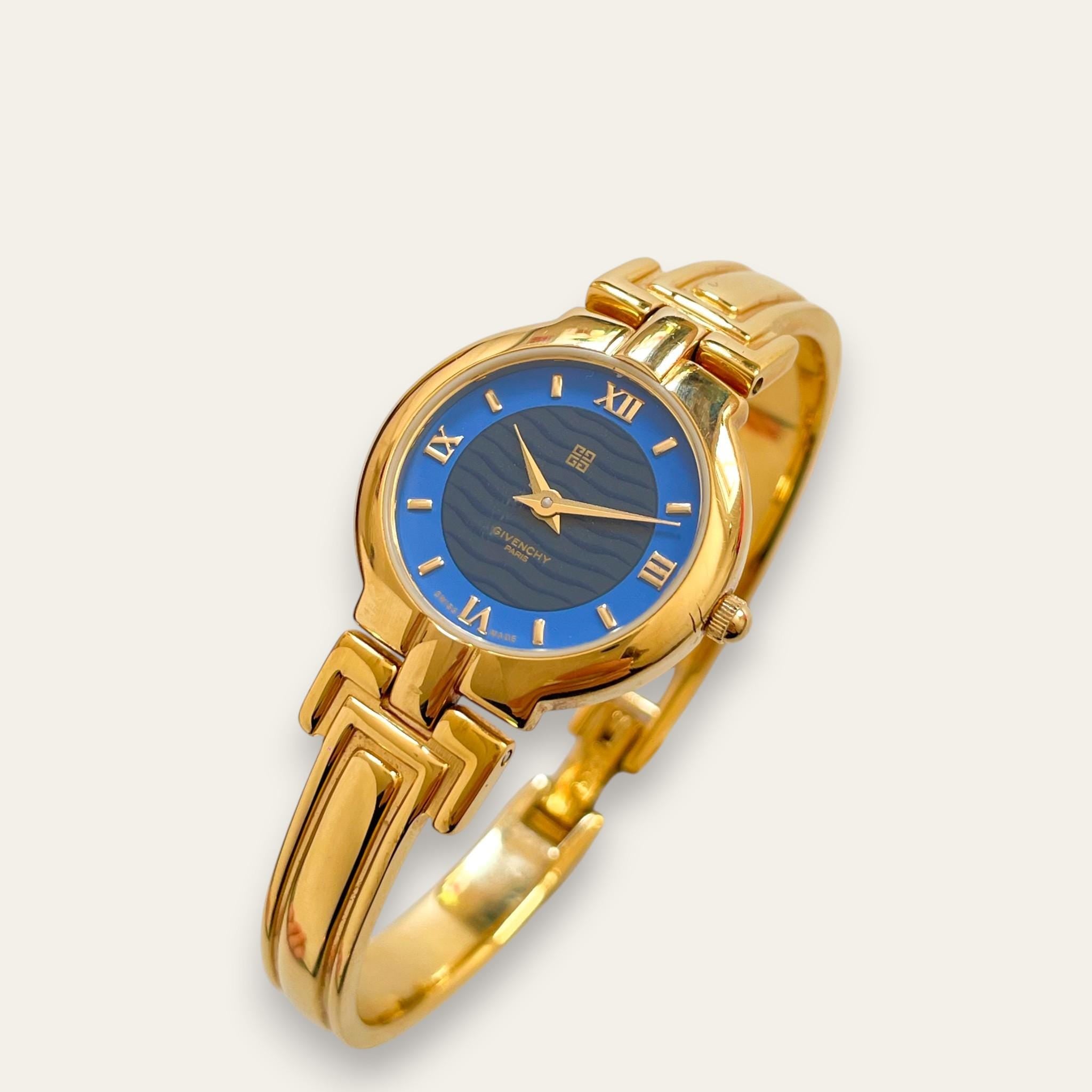 Vintage 90s Gold-Plated Ladies' Givenchy 'Millesime' Watch - Blue Vintage 90s Gold-Plated Ladies' Givenchy 'Millesime' Watch - Blue